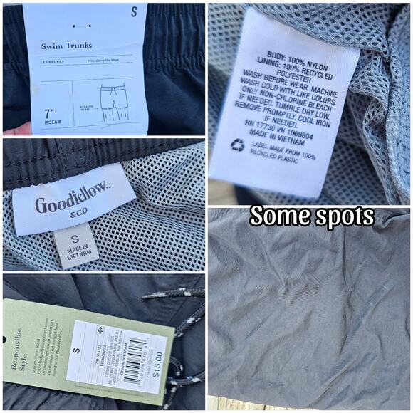 2 Pair Men's Shorts Size Small Goodfellow Swim Trunks Black Champion Gym Gray - Picture 5 of 7